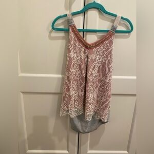 NWOT Venus Women’s Sz Medium Tank Top Rose Colour Front with Lace Overlay